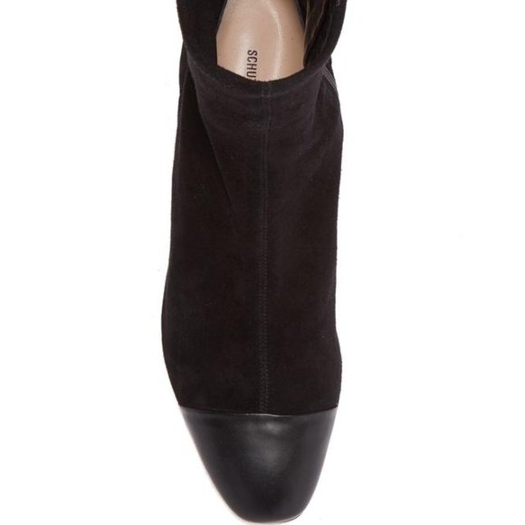 SCHUTZ Black Suede/Leather Stretch Boots - Picture 6 of 16
